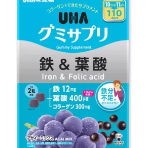 UHA Kẹo dẻo bổ sung sắt axit folic vị acai 220 viên dùng 110 ngày